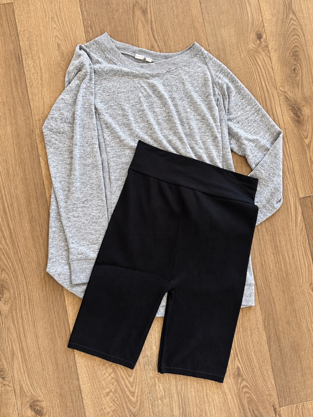Maternity Clothing Bundle Size Large | H&M MAMA Biker Shorts & Grey Long Sleeve